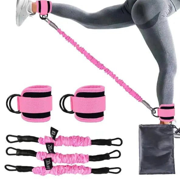 Set of ankle straps and resistance bands